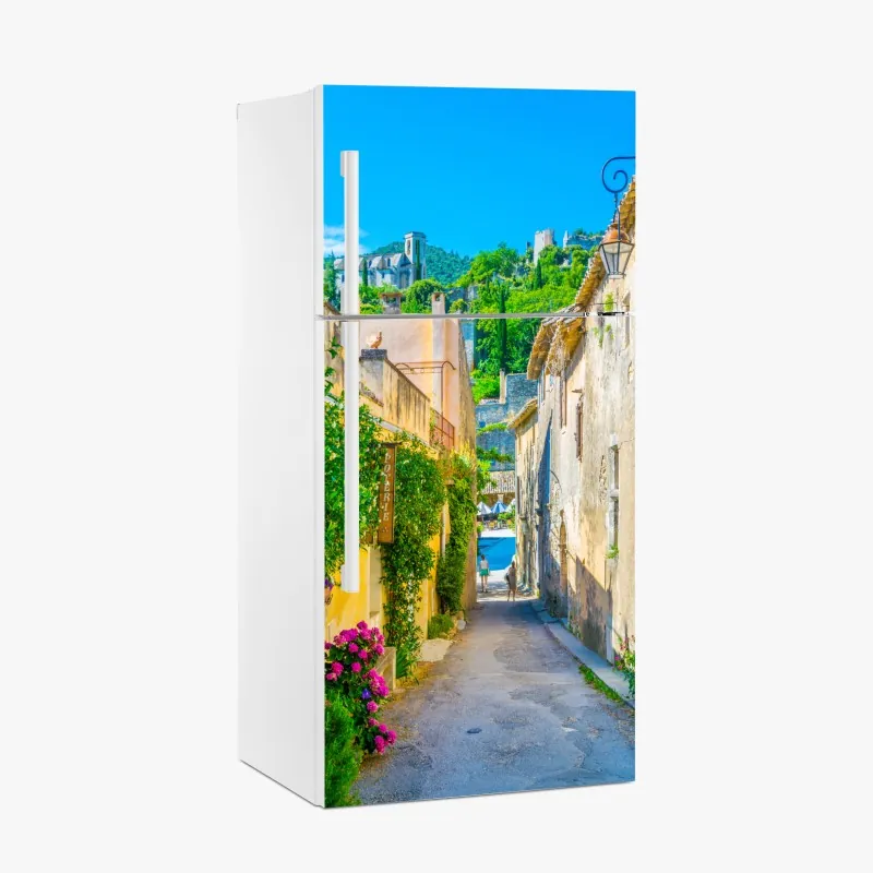 Naklejka na lodówkę koi, lilie wodne i ważki na błękitnym stawie – Wallissimo®