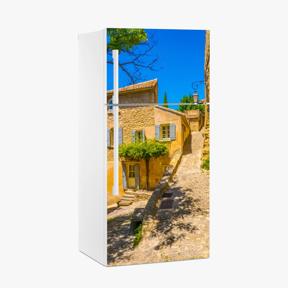 Fridge sticker sunlit stone village street – Wallissimo®