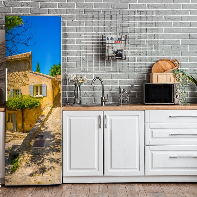 Naklejka na lodówkę jasny wzór z cytrynami i kwiatami – Wallissimo®