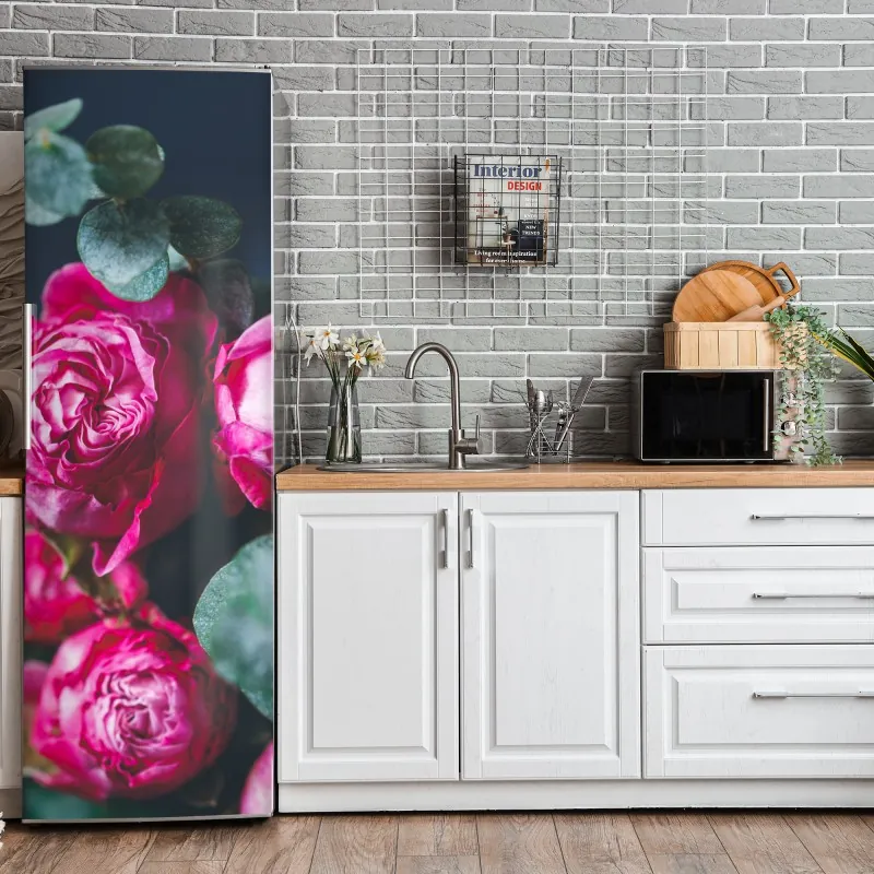 Naklejka na lodówkę delikatny różany wzór w pastelowych odcieniach – Wallissimo®