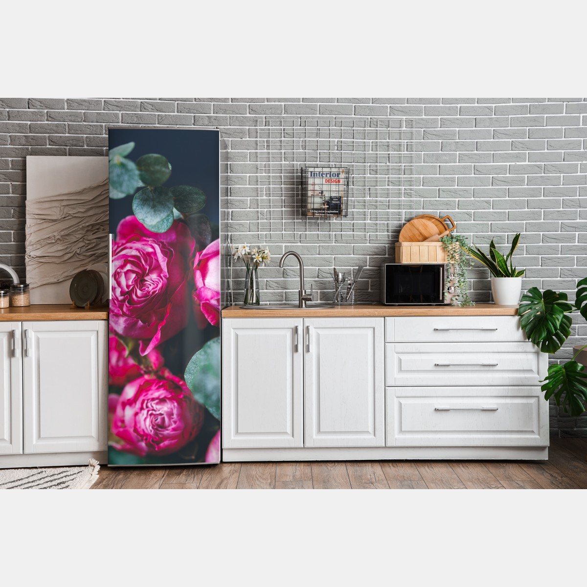 Naklejka na lodówkę różany bukiet makro – Wallissimo® Naklejka na lodówkę różany bukiet makro – Wallissimo®