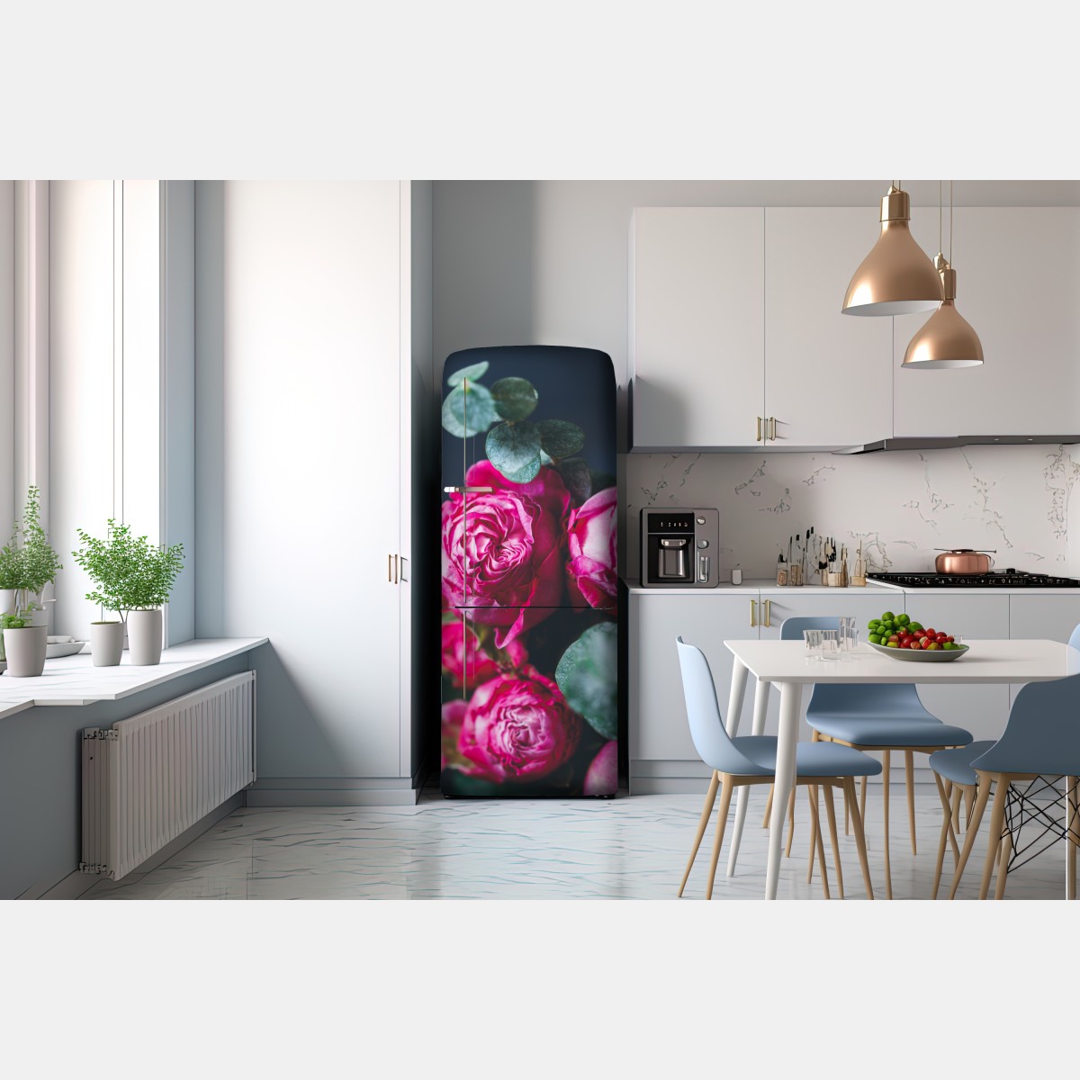 Naklejka na lodówkę różany bukiet makro – Wallissimo® Naklejka na lodówkę różany bukiet makro – Wallissimo®