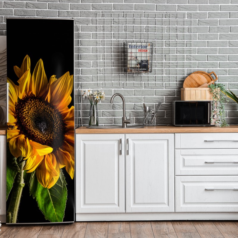 Naklejka na lodówkę złote liście w stylu line art – Wallissimo®