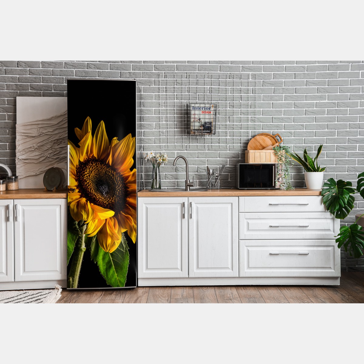 Naklejka na lodówkę złoty słonecznik w zbliżeniu – Wallissimo® Naklejka na lodówkę złoty słonecznik w zbliżeniu – Wallissimo®