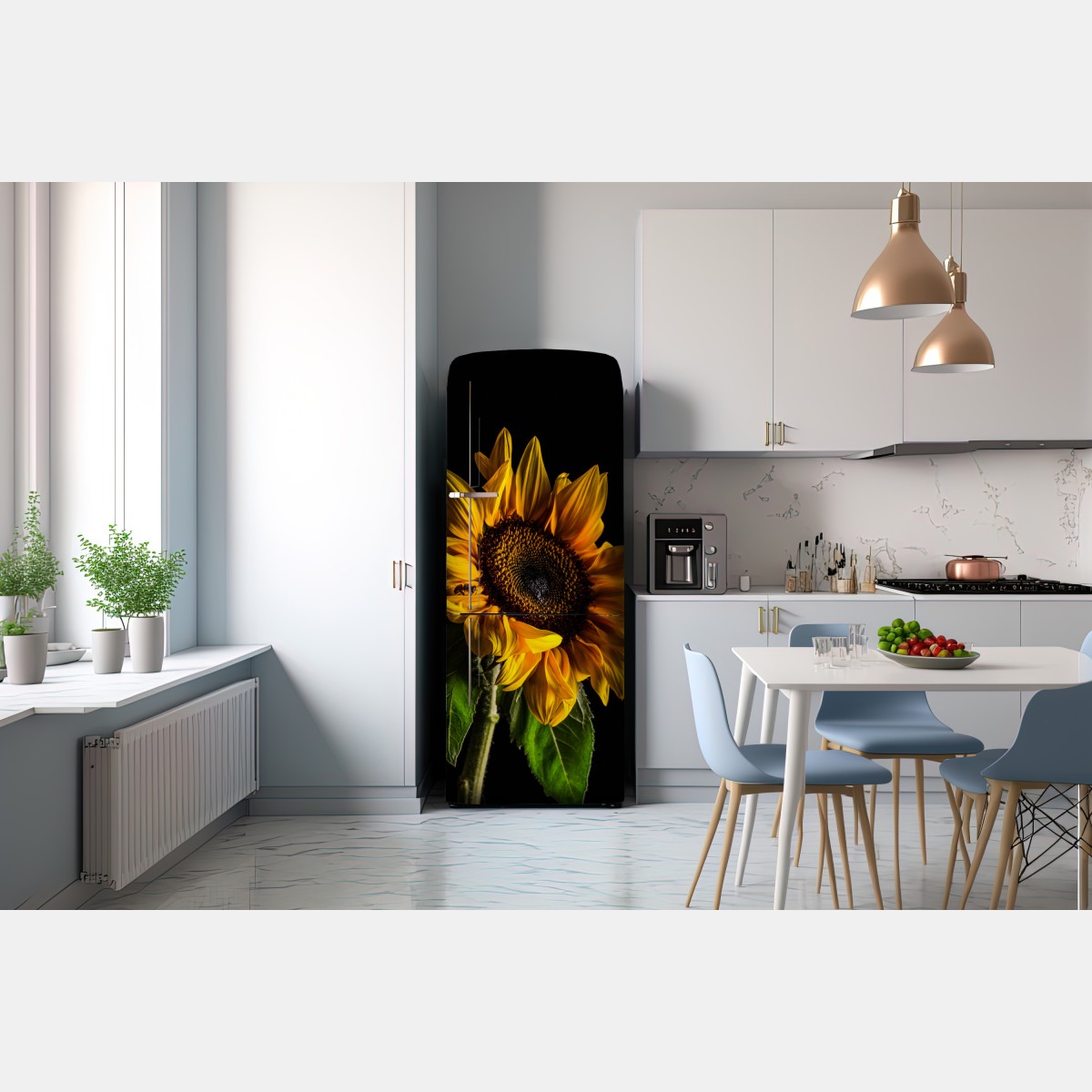 Naklejka na lodówkę złoty słonecznik w zbliżeniu – Wallissimo® Naklejka na lodówkę złoty słonecznik w zbliżeniu – Wallissimo®