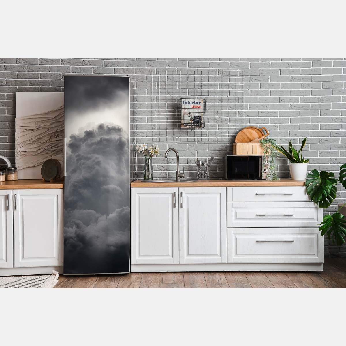 Naklejka na lodówkę dramatyczny szary krajobraz chmur – Wallissimo® Naklejka na lodówkę dramatyczny szary krajobraz chmur – Wallissimo®