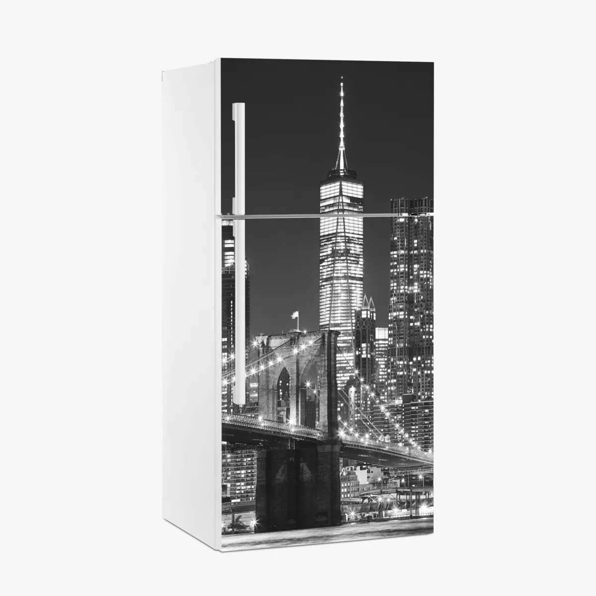 Naklejka na lodówkę most Brooklyński i panorama Manhattanu nocą – Wallissimo® Naklejka na lodówkę most Brooklyński i panorama Manhattanu nocą – Wallissimo®