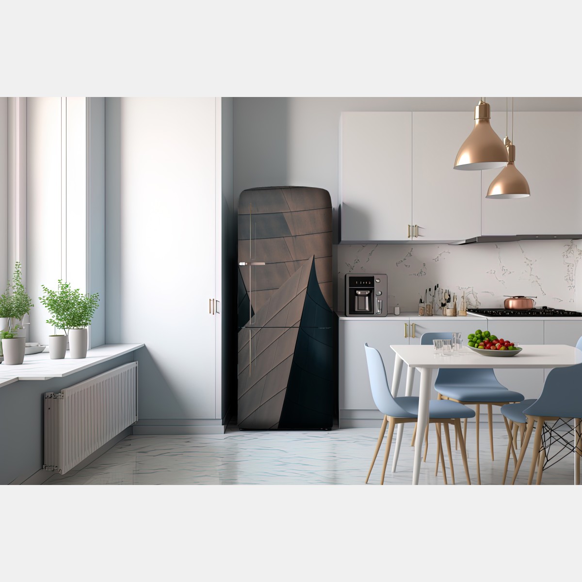 Naklejka na lodówkę geometryczne formy architektoniczne w metalu – Wallissimo® Naklejka na lodówkę geometryczne formy architektoniczne w metalu – Wallissimo®