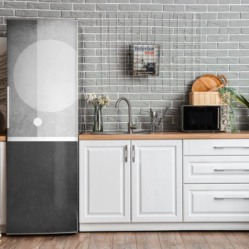 Naklejka na lodówkę beżowa tekstura marmuru z białymi żyłami – Wallissimo®