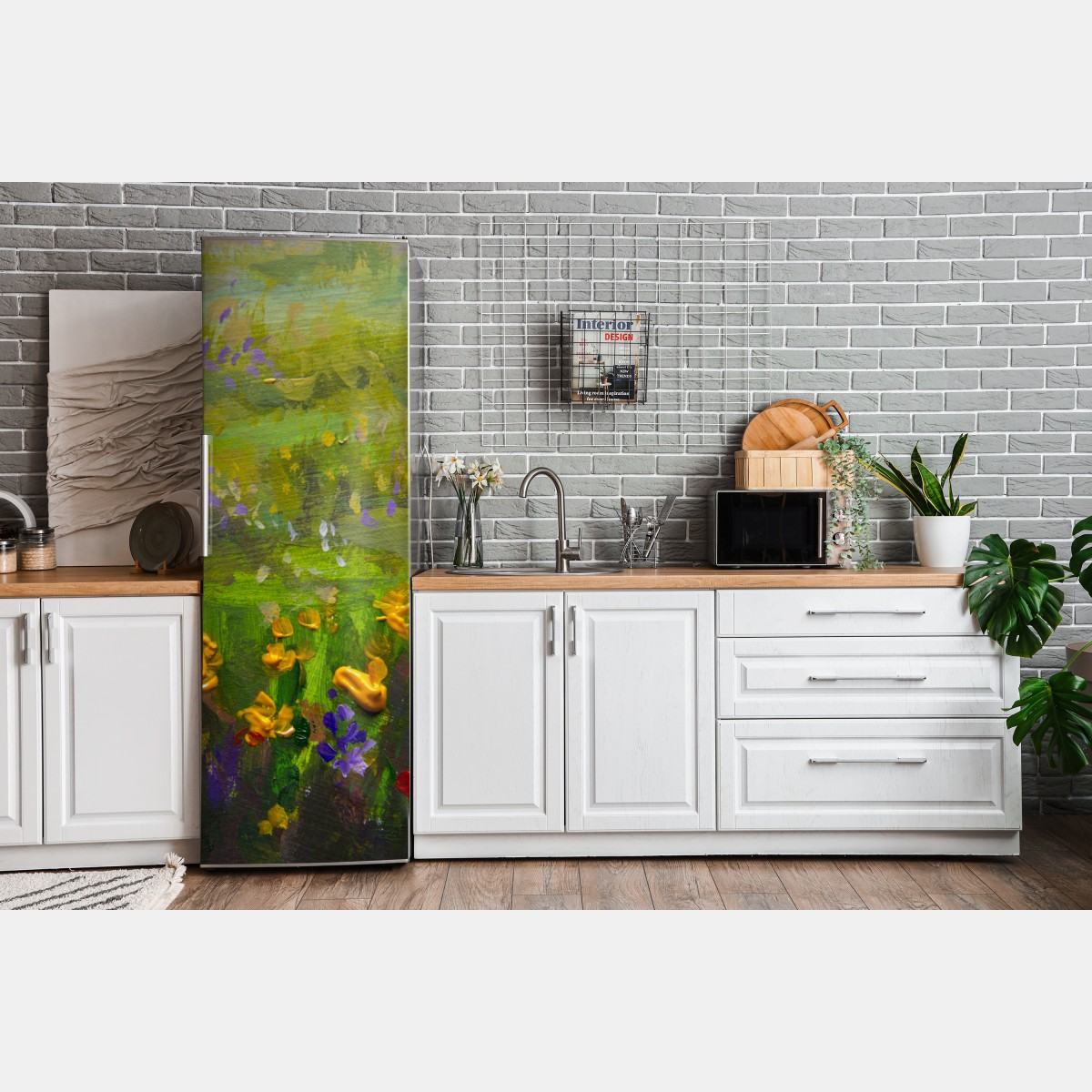 Naklejka na lodówkę żywa łąka obraz olejny zbliżenie – Wallissimo® Naklejka na lodówkę żywa łąka obraz olejny zbliżenie – Wallissimo®