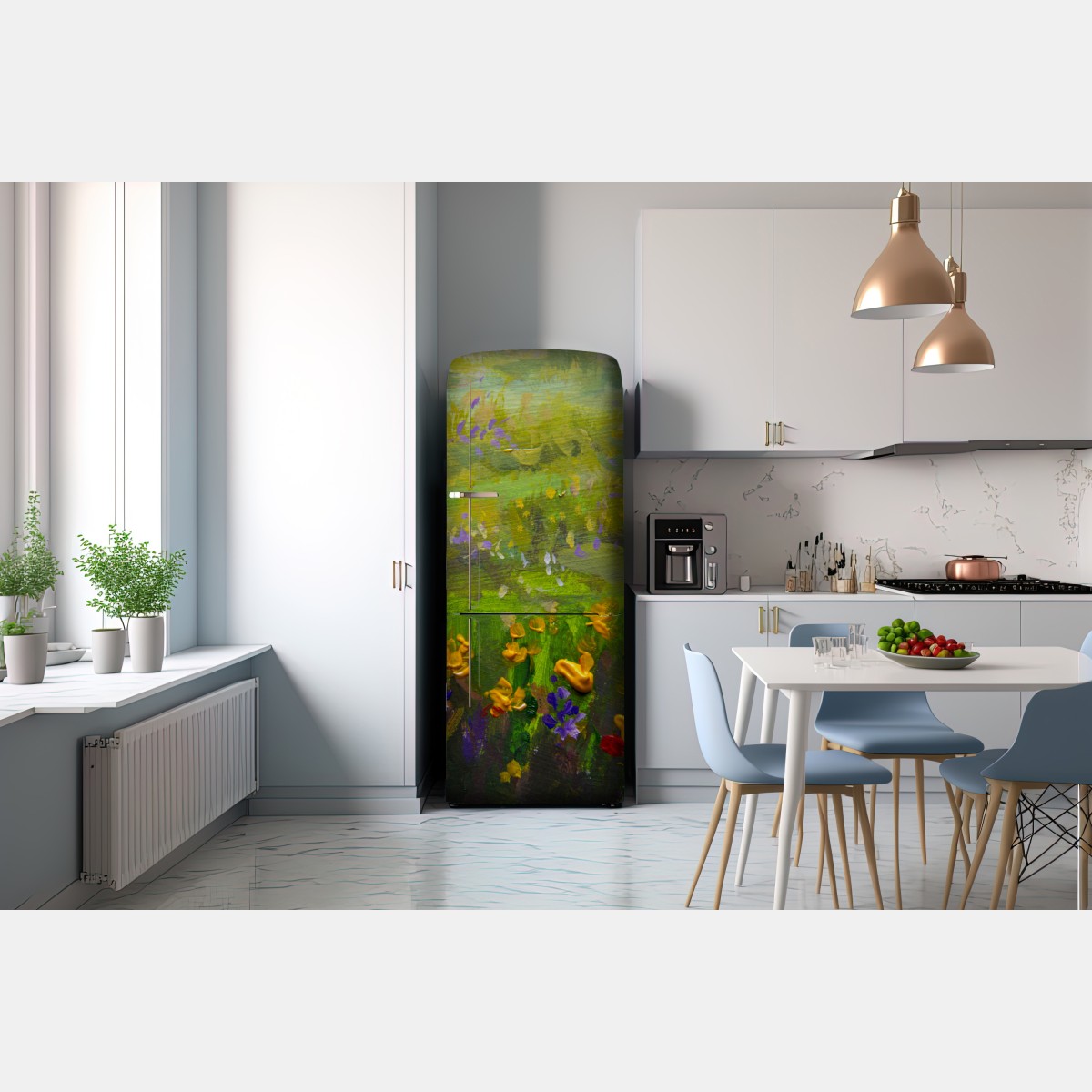 Naklejka na lodówkę żywa łąka obraz olejny zbliżenie – Wallissimo® Naklejka na lodówkę żywa łąka obraz olejny zbliżenie – Wallissimo®