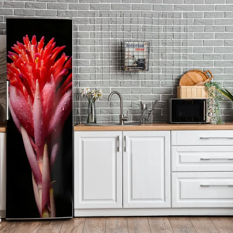 Naklejka na lodówkę schody z bugenwillą i zielenią – Wallissimo®