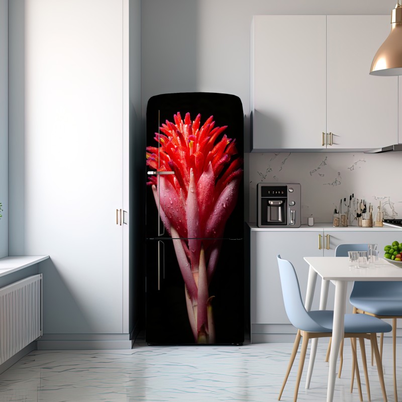 Naklejka na lodówkę intensywny różowy kwiat na czarnym tle – Wallissimo® Naklejka na lodówkę intensywny różowy kwiat na czarnym tle – Wallissimo®