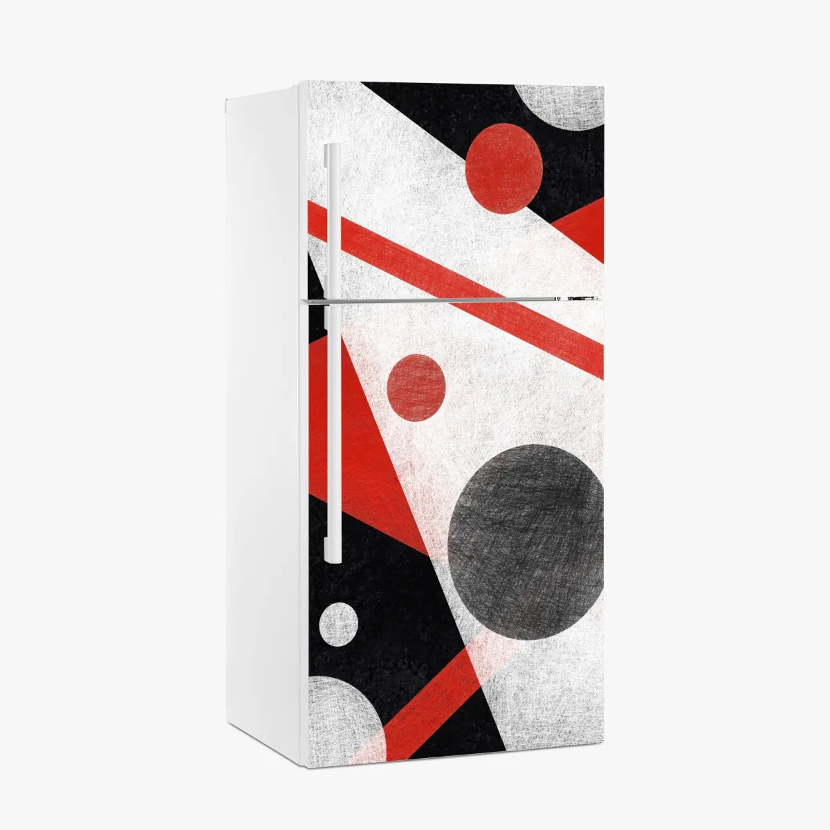 Naklejka na lodówkę geometryczna abstrakcja w czerwieni i czerni – Wallissimo® Naklejka na lodówkę geometryczna abstrakcja w czerwieni i czerni – Wallissimo®