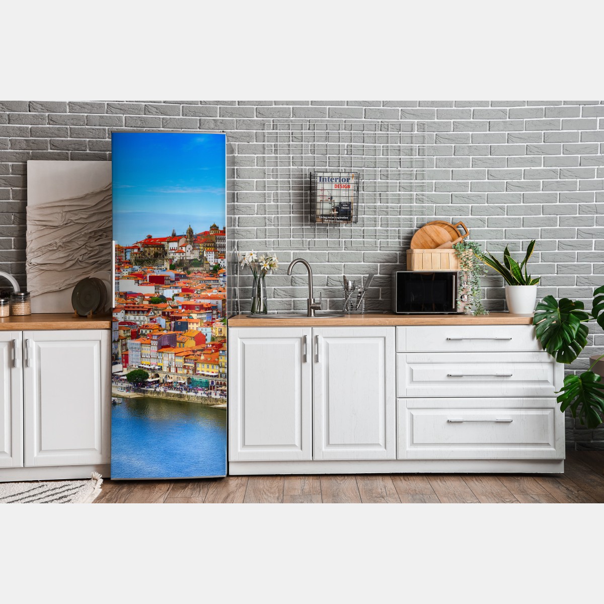 Naklejka na lodówkę Porto barwny widok nadbrzeża – Wallissimo® Naklejka na lodówkę Porto barwny widok nadbrzeża – Wallissimo®