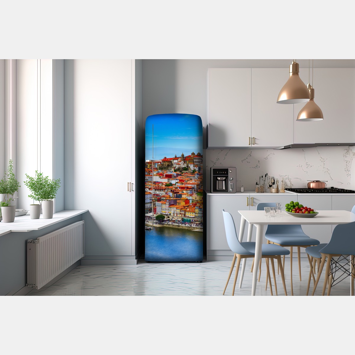 Naklejka na lodówkę Porto barwny widok nadbrzeża – Wallissimo® Naklejka na lodówkę Porto barwny widok nadbrzeża – Wallissimo®