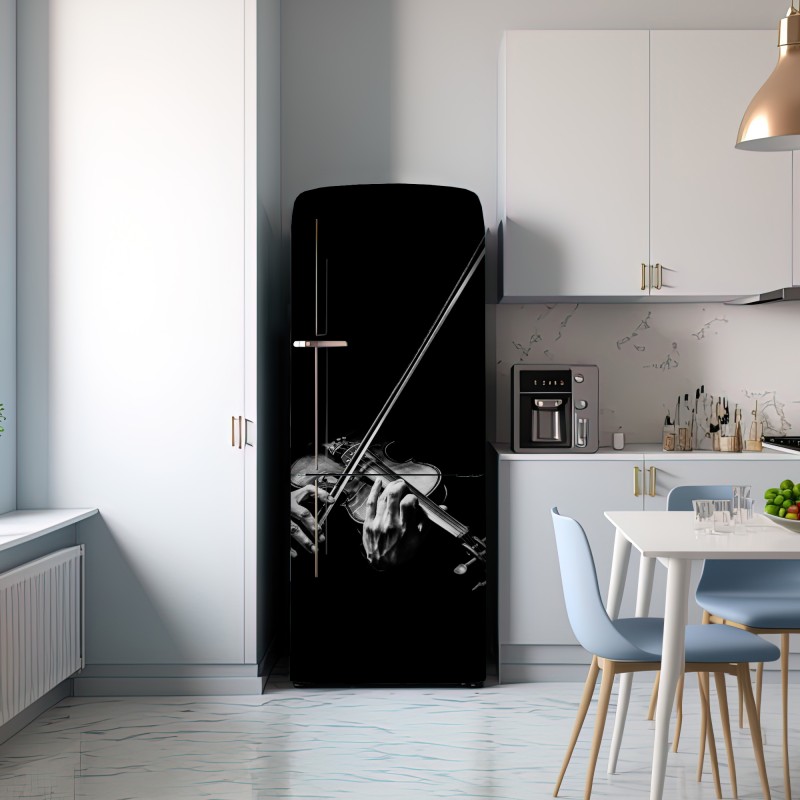Naklejka na lodówkę monochromatyczne dłonie skrzypka – Wallissimo® Naklejka na lodówkę monochromatyczne dłonie skrzypka – Wallissimo®
