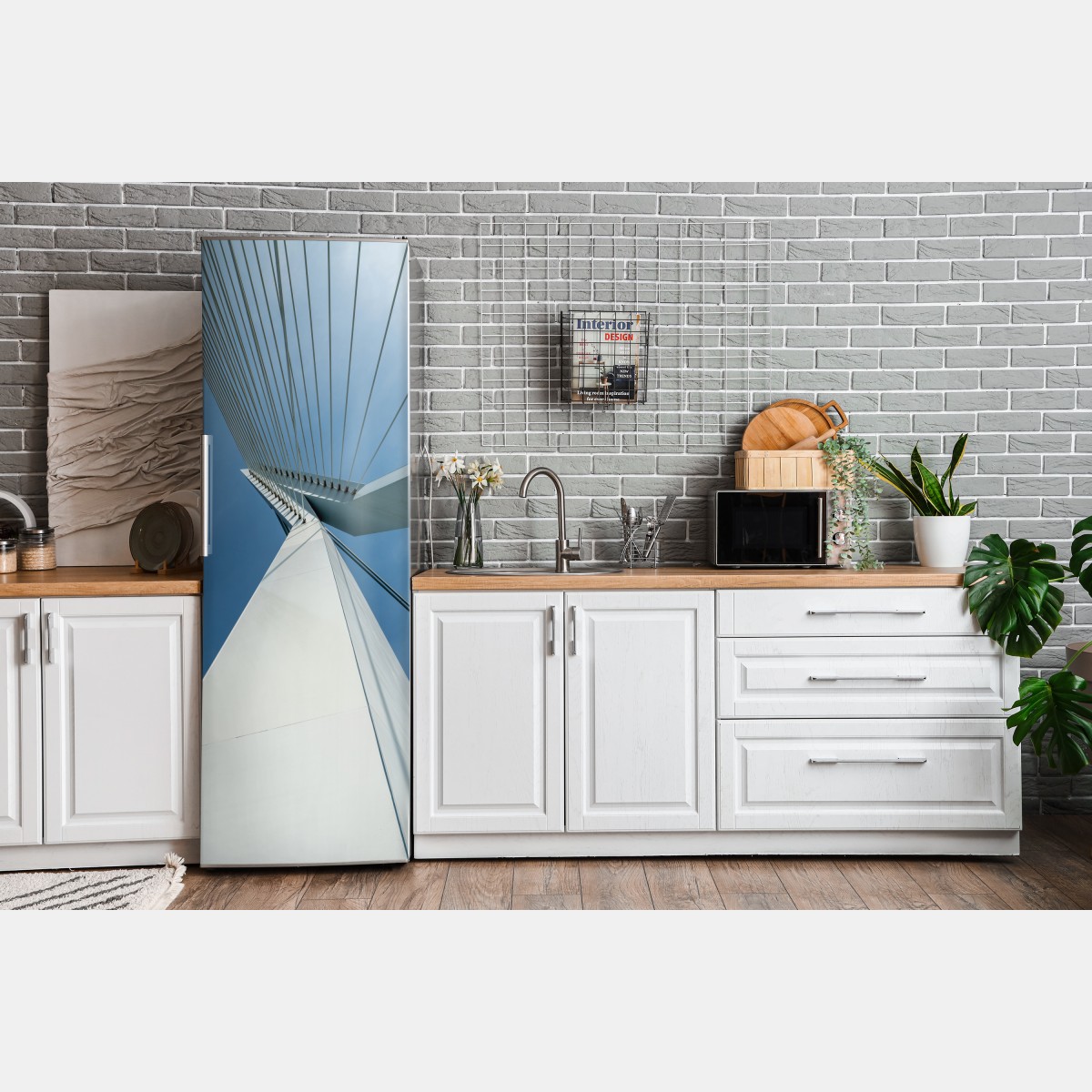 Naklejka na lodówkę wznoszące się linie: nowoczesny pylon mostu – Wallissimo® Naklejka na lodówkę wznoszące się linie: nowoczesny pylon mostu – Wallissimo®