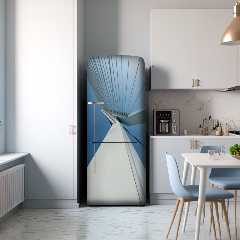 Naklejka na lodówkę wznoszące się linie: nowoczesny pylon mostu – Wallissimo® Naklejka na lodówkę wznoszące się linie: nowoczesny pylon mostu – Wallissimo®