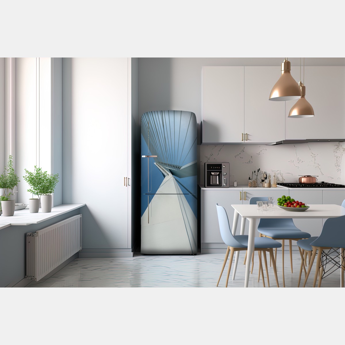 Naklejka na lodówkę wznoszące się linie: nowoczesny pylon mostu – Wallissimo® Naklejka na lodówkę wznoszące się linie: nowoczesny pylon mostu – Wallissimo®