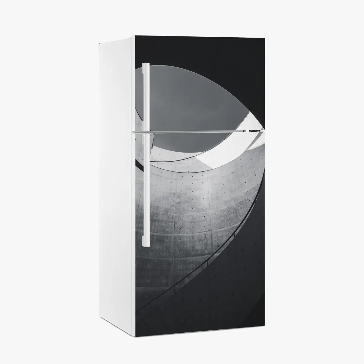 Naklejka na lodówkę zakrzywione betonowe schody spiralne – Wallissimo® Naklejka na lodówkę zakrzywione betonowe schody spiralne – Wallissimo®