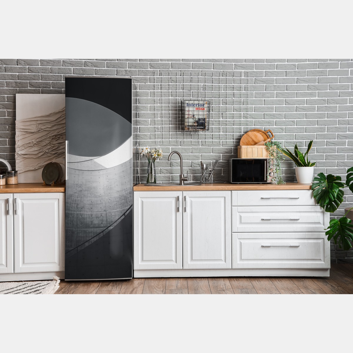 Naklejka na lodówkę zakrzywione betonowe schody spiralne – Wallissimo® Naklejka na lodówkę zakrzywione betonowe schody spiralne – Wallissimo®