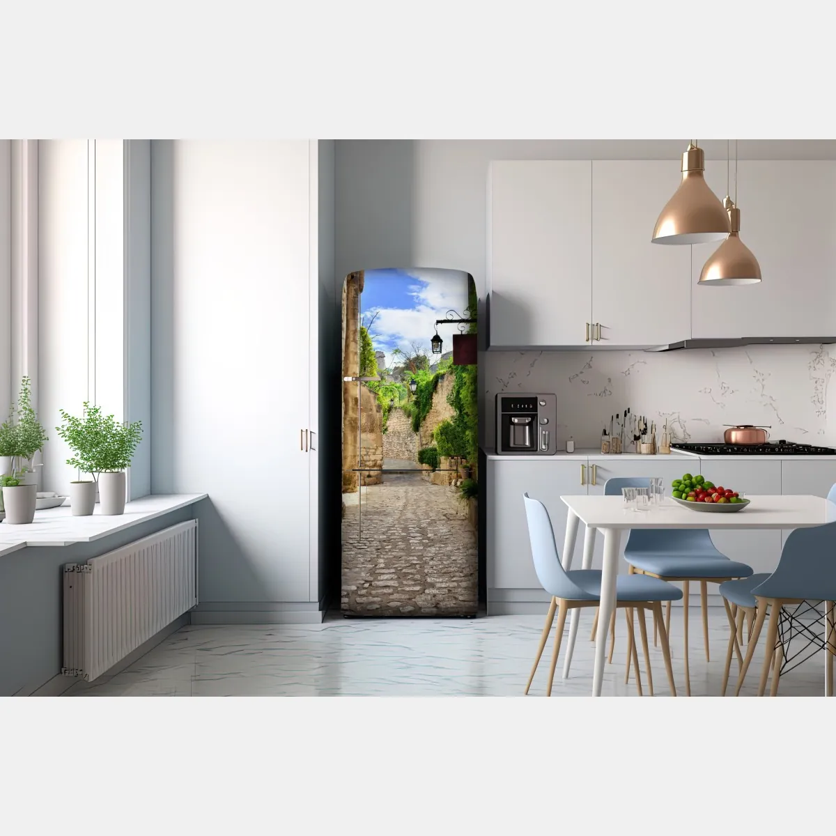 Naklejka na lodówkę urocza brukowana uliczka w Les Baux de Provence – Wallissimo® Naklejka na lodówkę urocza brukowana uliczka w Les Baux de Provence – Wallissimo®