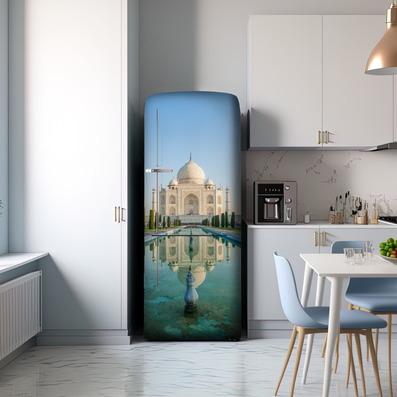 Naklejka na lodówkę Tadź Mahal odbicie w porannym świetle – Wallissimo® Naklejka na lodówkę Tadź Mahal odbicie w porannym świetle – Wallissimo®