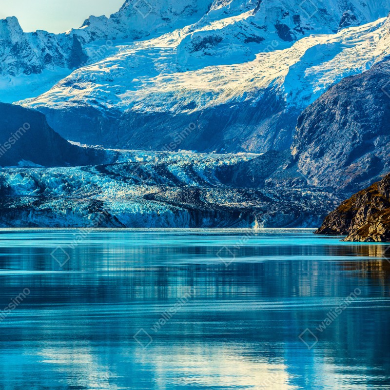Naklejka na lodówkę majestatyczny alpejski lodowiec w odbiciu – Wallissimo® Naklejka na lodówkę majestatyczny alpejski lodowiec w odbiciu – Wallissimo®