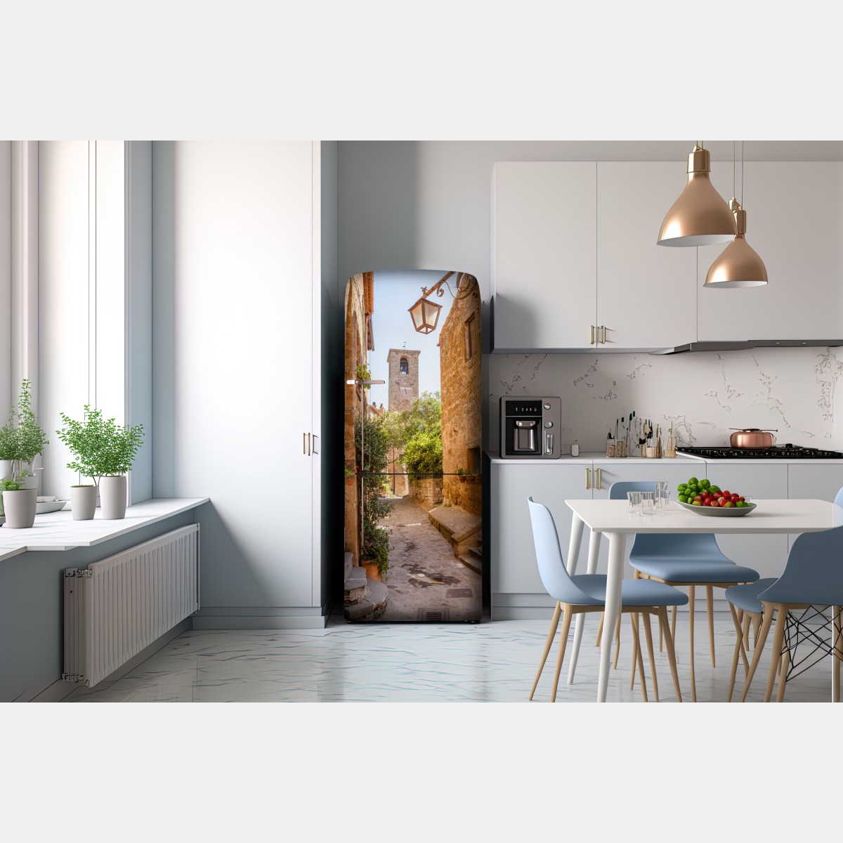 Naklejka na lodówkę słoneczna uliczka w Civita di Bagnoregio – Wallissimo® Naklejka na lodówkę słoneczna uliczka w Civita di Bagnoregio – Wallissimo®