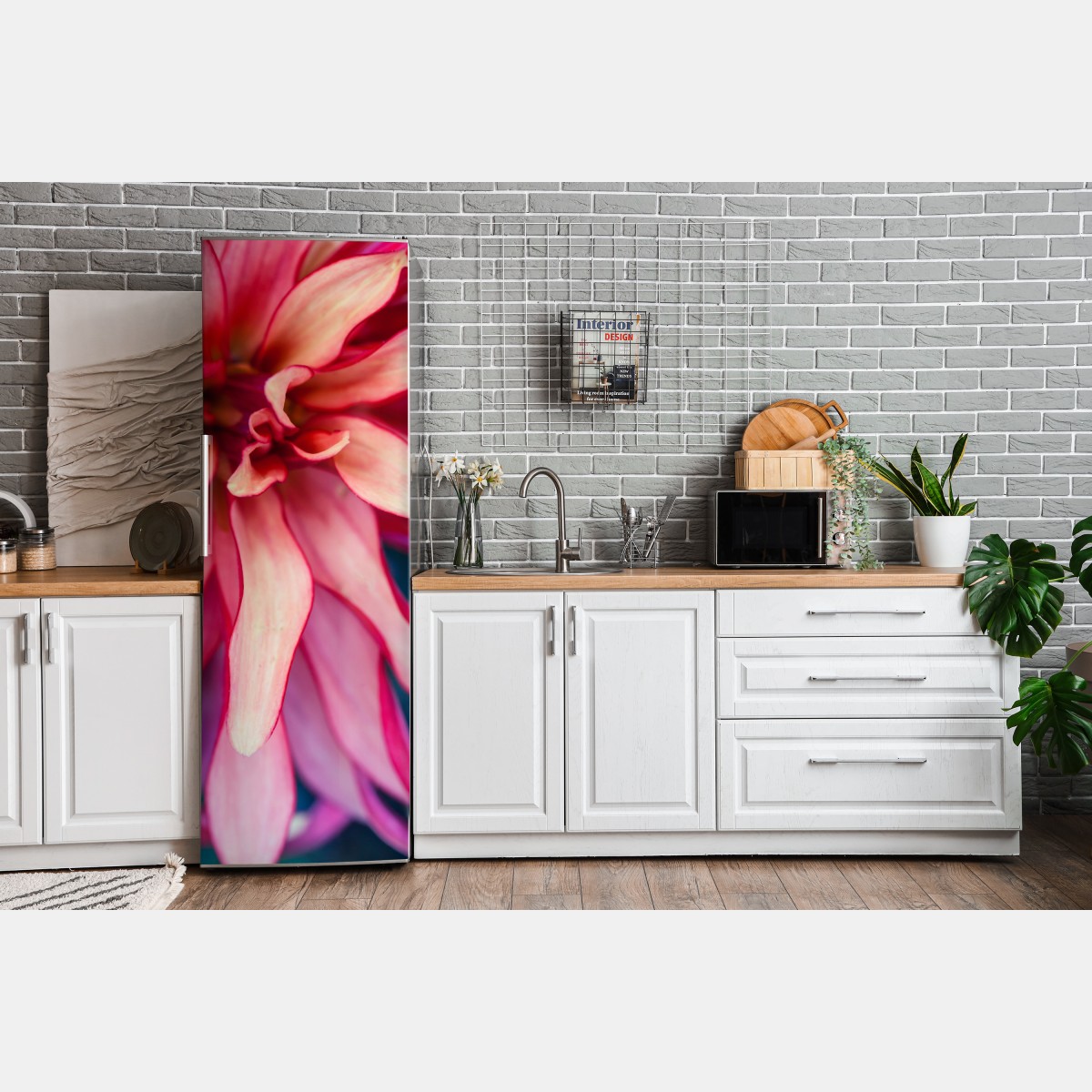 Naklejka na lodówkę żywe różowe makro kwiatu – Wallissimo® Naklejka na lodówkę żywe różowe makro kwiatu – Wallissimo®