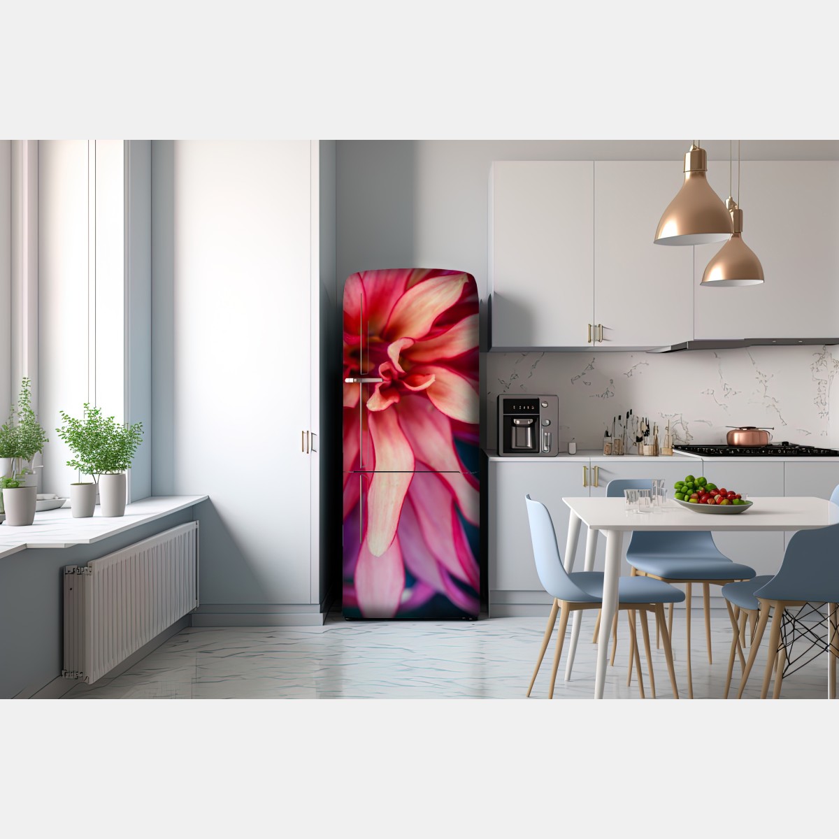 Naklejka na lodówkę żywe różowe makro kwiatu – Wallissimo® Naklejka na lodówkę żywe różowe makro kwiatu – Wallissimo®