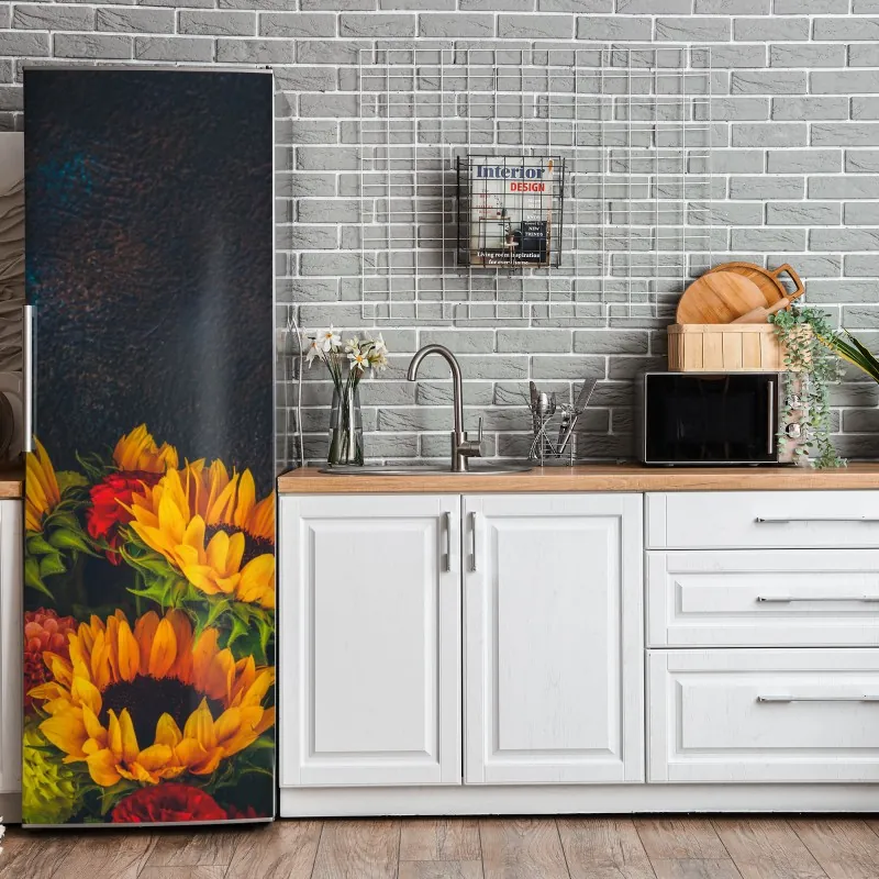 Naklejka na lodówkę delikatna beżowa ilustracja kwiatowa – Wallissimo®