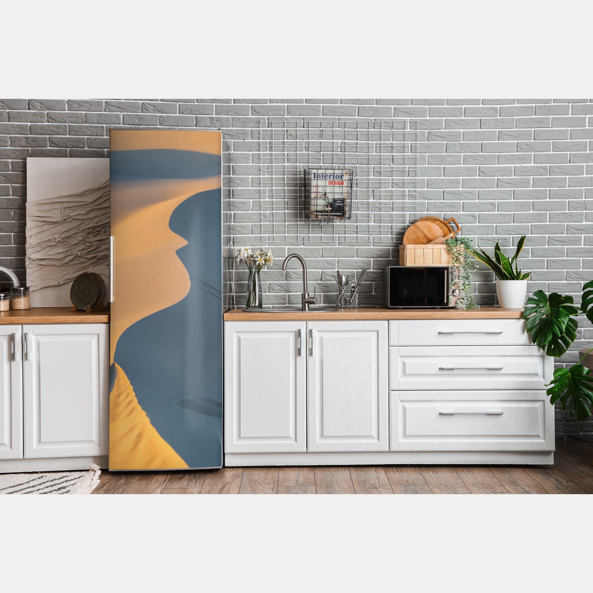 Naklejka na lodówkę złote krzywizny wydm – Wallissimo® Naklejka na lodówkę złote krzywizny wydm – Wallissimo®