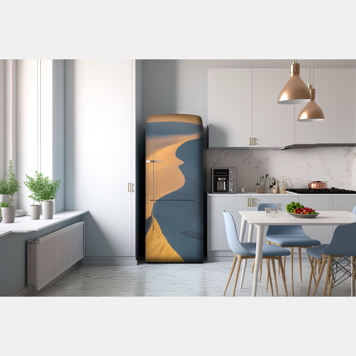 Naklejka na lodówkę złote krzywizny wydm – Wallissimo® Naklejka na lodówkę złote krzywizny wydm – Wallissimo®