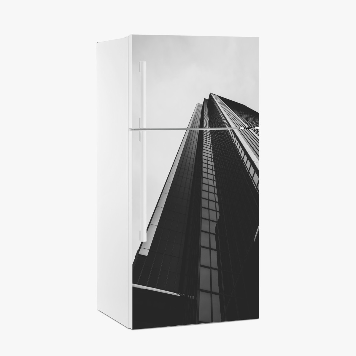 Fridge sticker towering modern skyscraper in monochrome – Wallissimo®