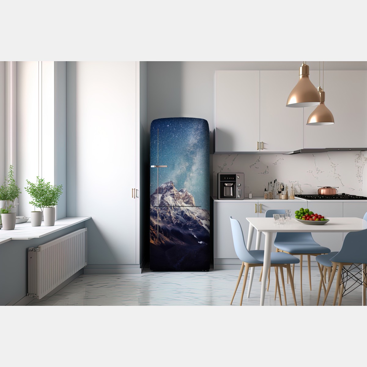 Naklejka na lodówkę noc pełna gwiazd nad Ushba – Wallissimo® Naklejka na lodówkę noc pełna gwiazd nad Ushba – Wallissimo®