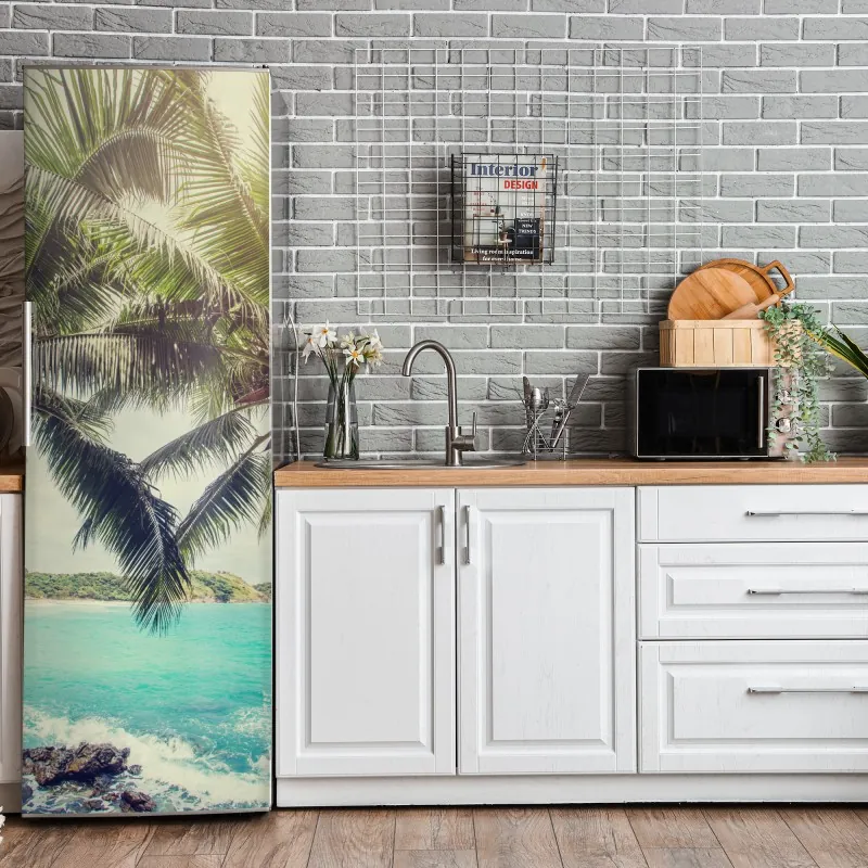 Naklejka na lodówkę elegancki portret w czerwonej sukni – Wallissimo®