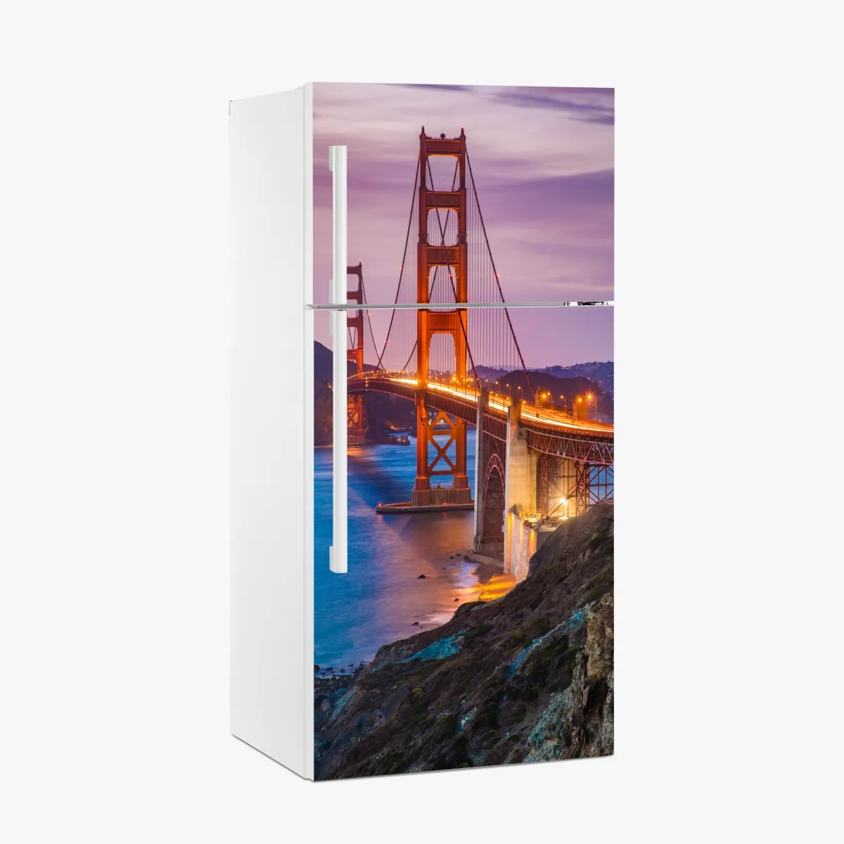 Naklejka na lodówkę most Golden Gate o zmierzchu, San Francisco – Wallissimo® Naklejka na lodówkę most Golden Gate o zmierzchu, San Francisco – Wallissimo®