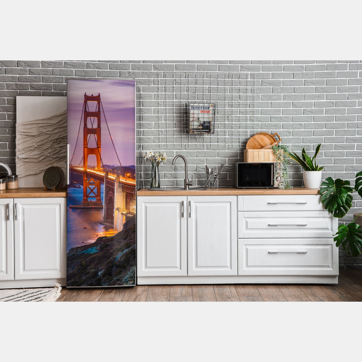 Naklejka na lodówkę most Golden Gate o zmierzchu, San Francisco – Wallissimo® Naklejka na lodówkę most Golden Gate o zmierzchu, San Francisco – Wallissimo®