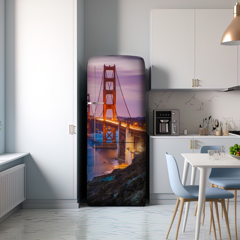 Naklejka na lodówkę most Golden Gate o zmierzchu, San Francisco – Wallissimo® Naklejka na lodówkę most Golden Gate o zmierzchu, San Francisco – Wallissimo®