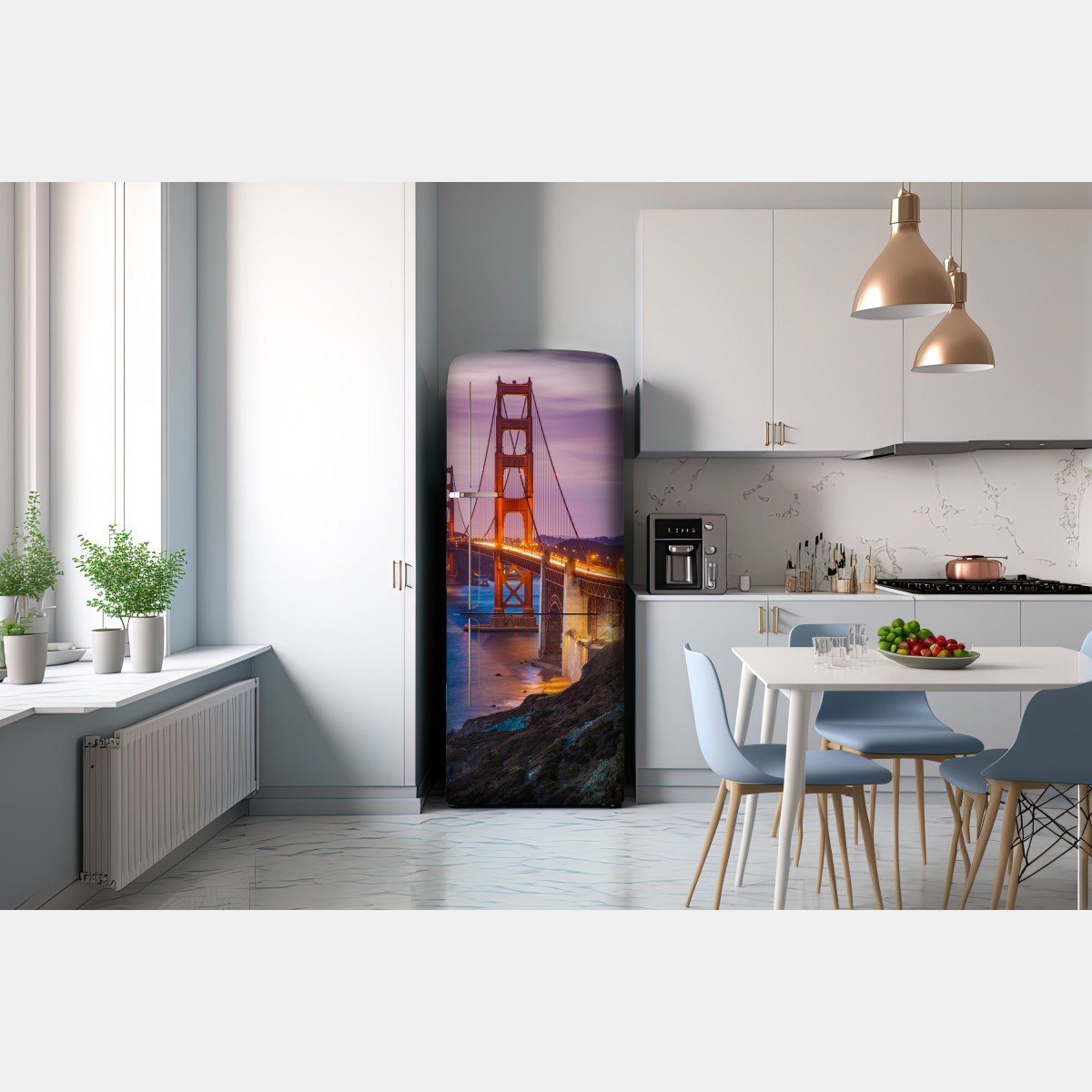 Naklejka na lodówkę most Golden Gate o zmierzchu, San Francisco – Wallissimo® Naklejka na lodówkę most Golden Gate o zmierzchu, San Francisco – Wallissimo®