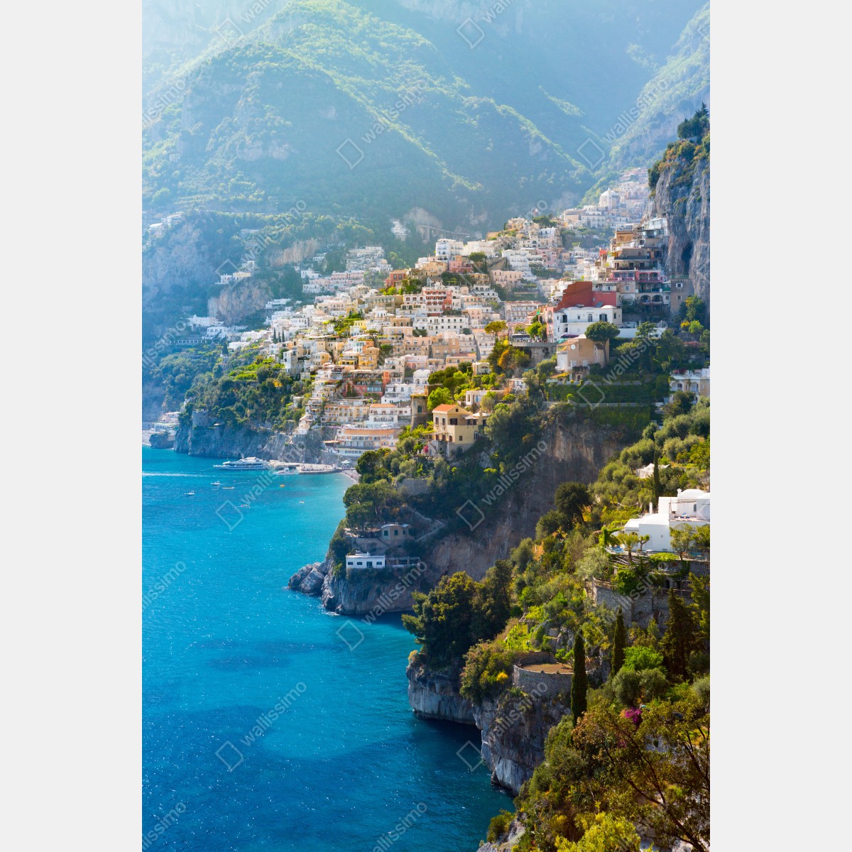 Naklejka na lodówkę Positano nadmorski krajobraz z klifu – Wallissimo® Naklejka na lodówkę Positano nadmorski krajobraz z klifu – Wallissimo®