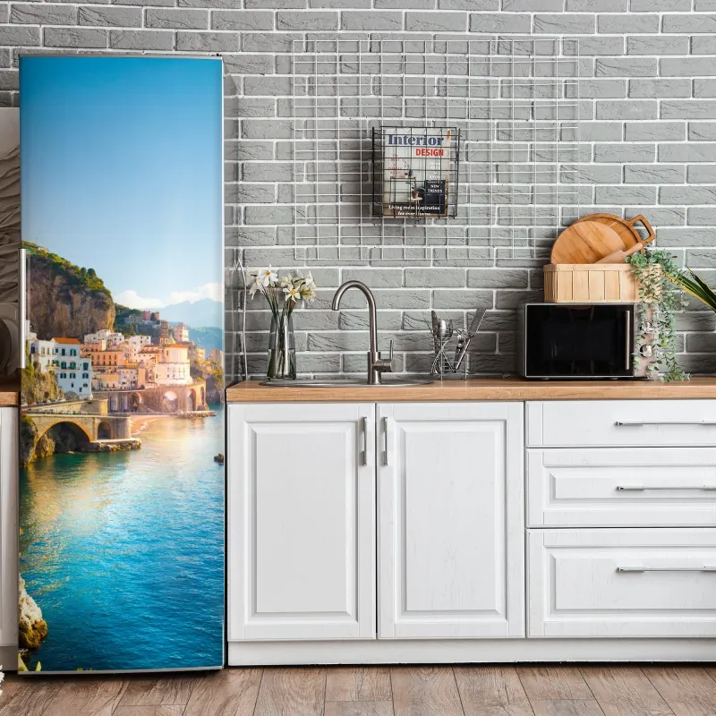 Naklejka na lodówkę luksusowy złoty wzór kwiatowy na granacie – Wallissimo®