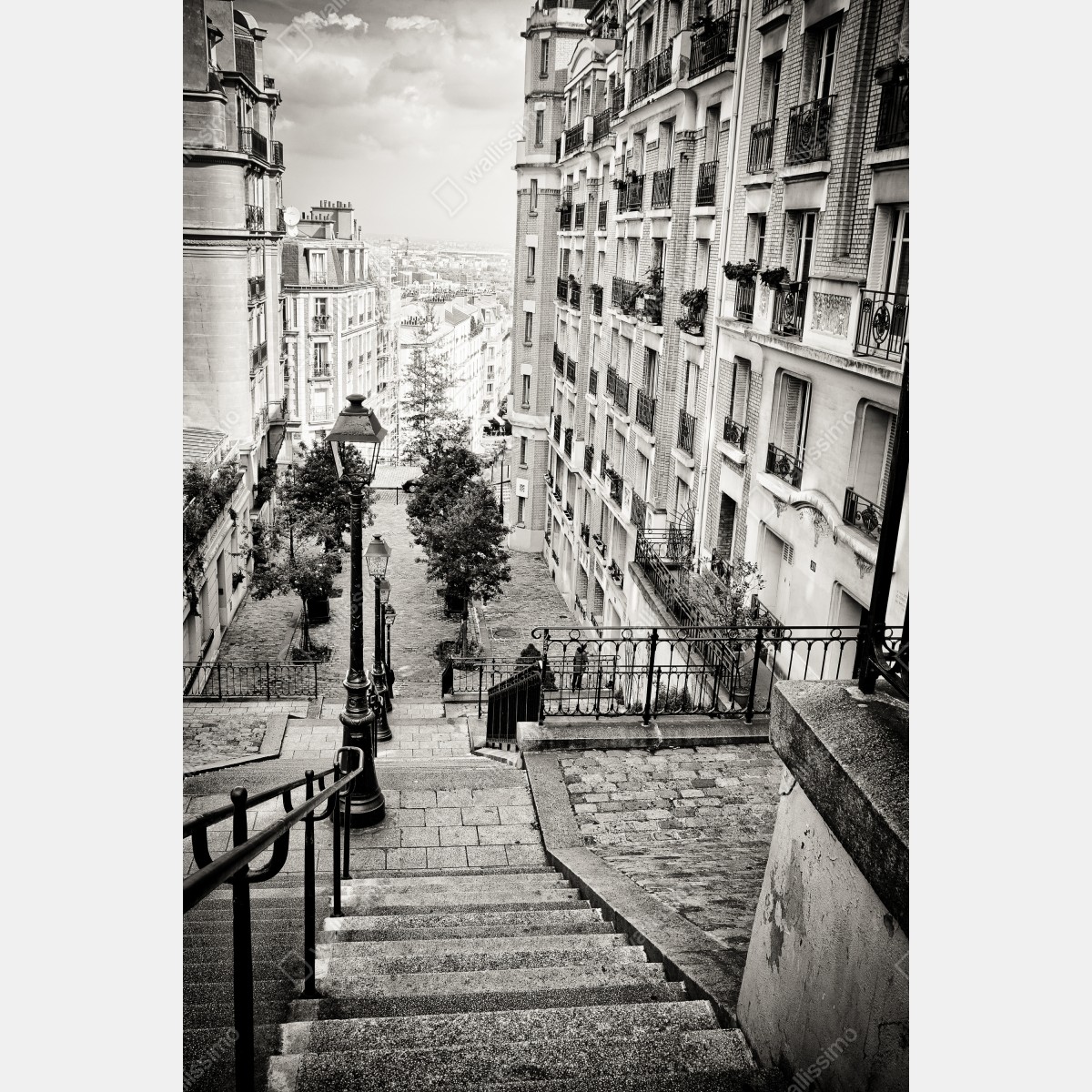 Naklejka na lodówkę paryskie schody w monochromie – Wallissimo® Naklejka na lodówkę paryskie schody w monochromie – Wallissimo®