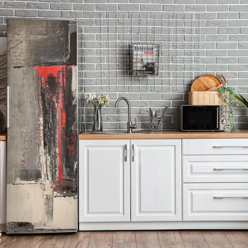 Naklejka na lodówkę zabawny tropikalny wzór geometryczny – Wallissimo®