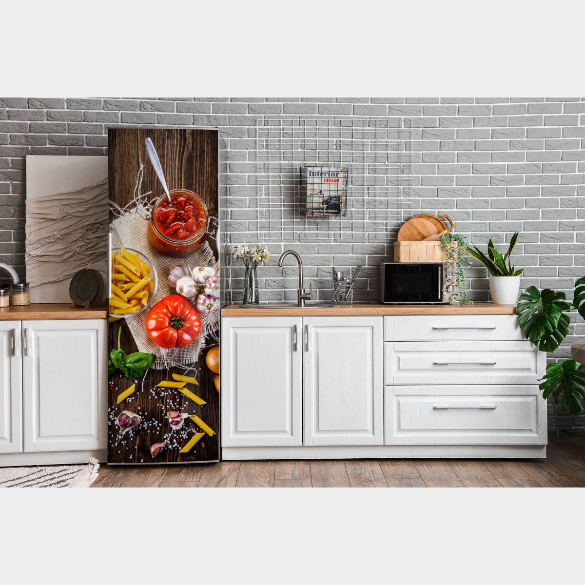 Naklejka na lodówkę rustykalne włoskie składniki do makaronu – Wallissimo® Naklejka na lodówkę rustykalne włoskie składniki do makaronu – Wallissimo®