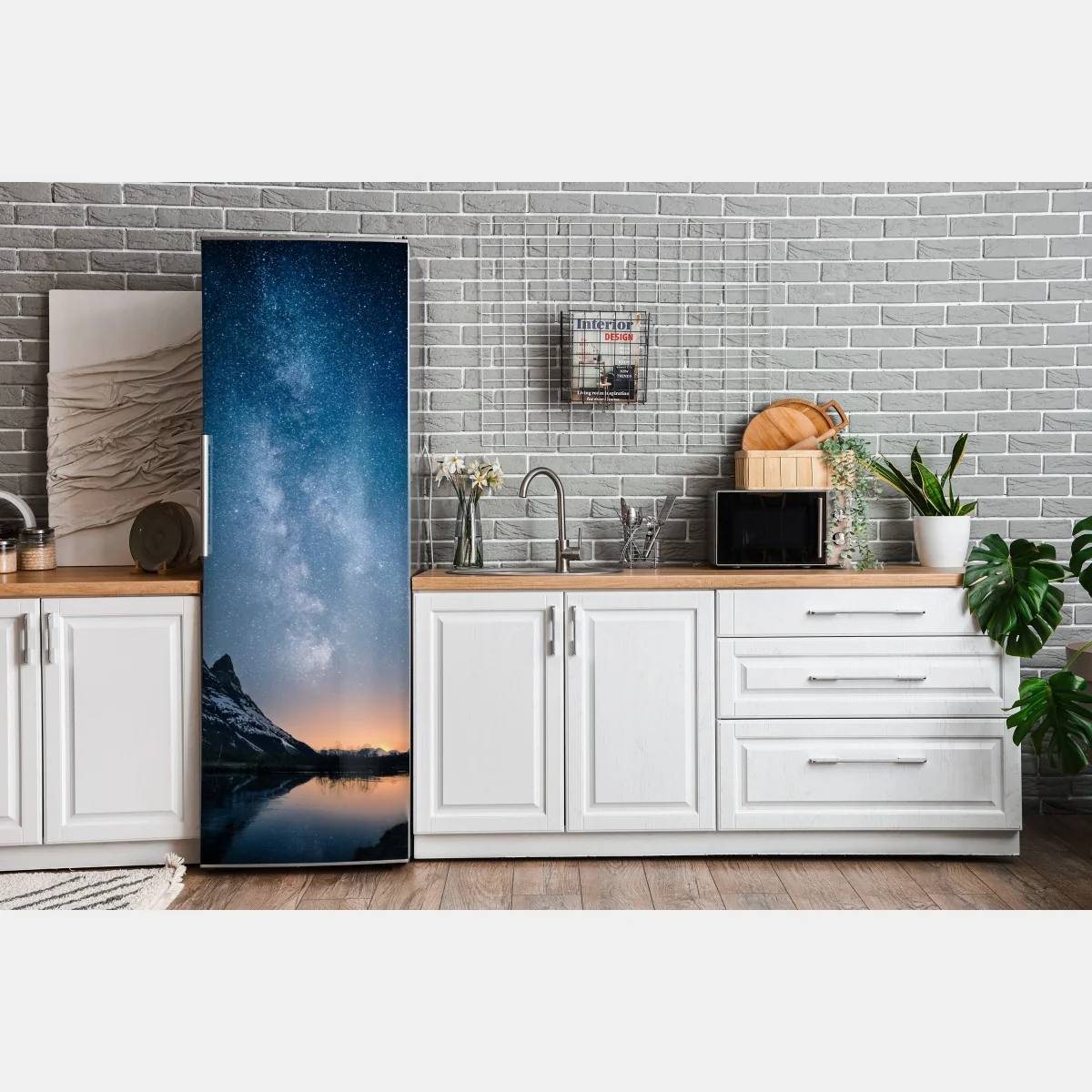 Naklejka na lodówkę droga mleczna nad górskim odbiciem – Wallissimo® Naklejka na lodówkę droga mleczna nad górskim odbiciem – Wallissimo®