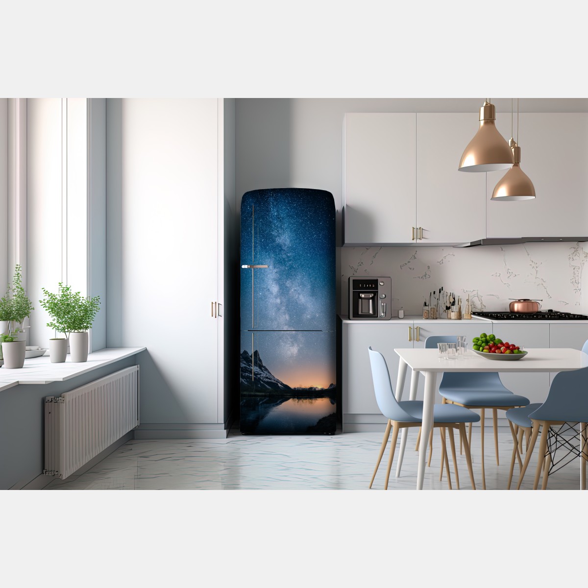 Naklejka na lodówkę droga mleczna nad górskim odbiciem – Wallissimo® Naklejka na lodówkę droga mleczna nad górskim odbiciem – Wallissimo®