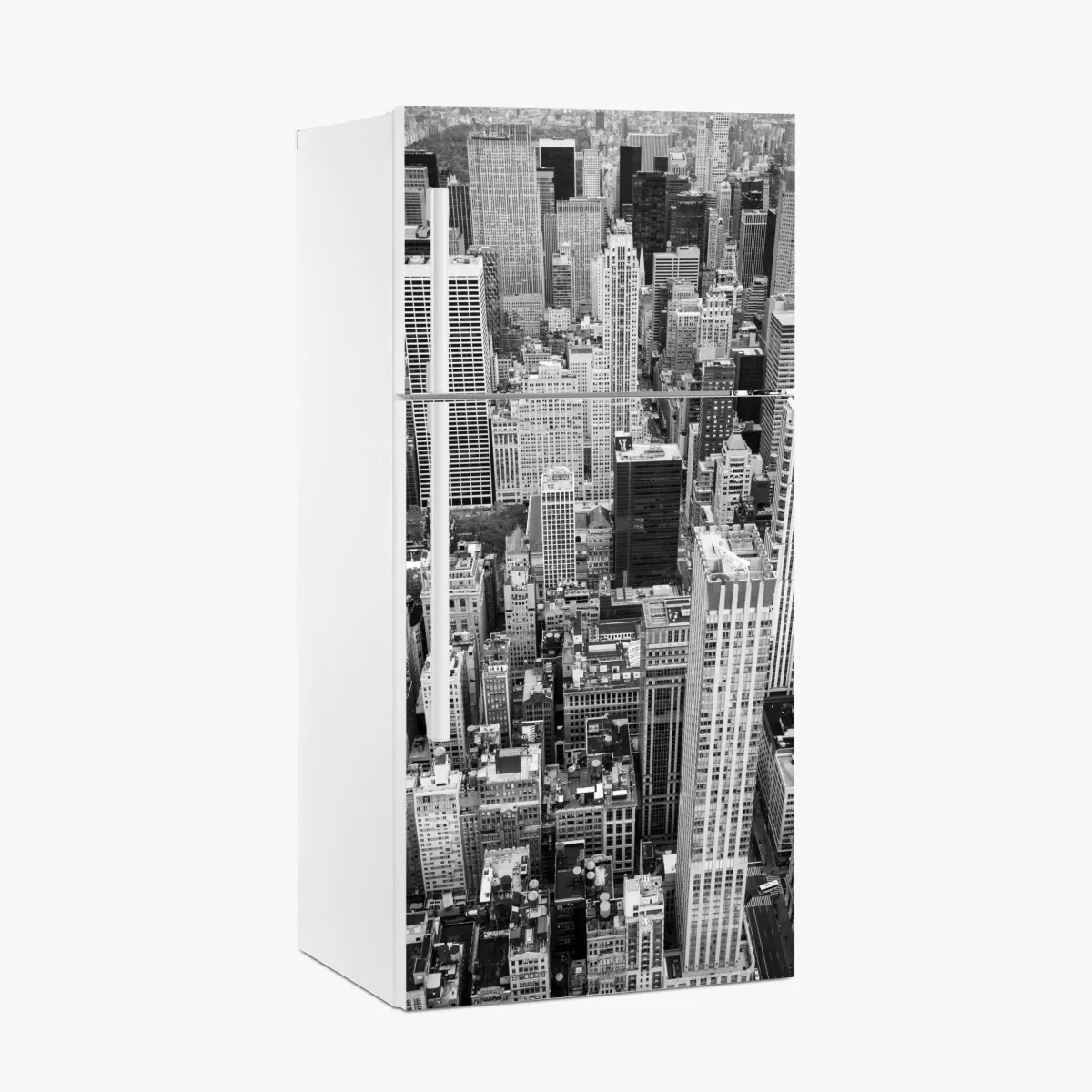 Naklejka na lodówkę czarno-biała panorama miasta – Wallissimo® Naklejka na lodówkę czarno-biała panorama miasta – Wallissimo®